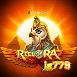 Interface visual do jogo de slot Reel of Ra com elementos egípcios e moedas de bônus